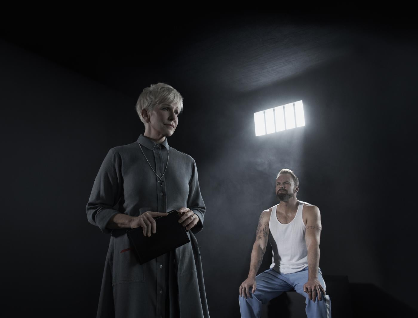 Joyce DiDonato as Sister Helen Prejean and Ryan McKinny as Joseph De Rocher in Jake Heggie's "Dead Man Walking." Photo: Paola Kudacki / Met Opera