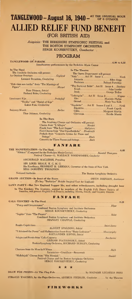 Tanglewood Program